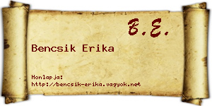 Bencsik Erika névjegykártya